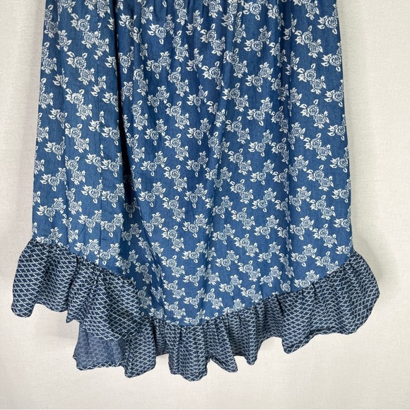 Kori America Dress Women’s Blue White Diamond Floral Sleeveless Hi Low Button S - Picture 8 of 10